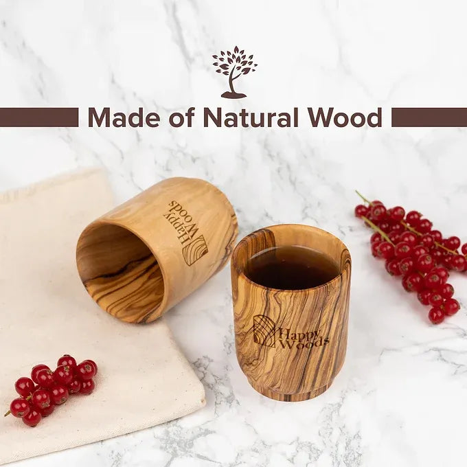 Set of 2 Wooden Cups made of Tunisian Olive Wood
