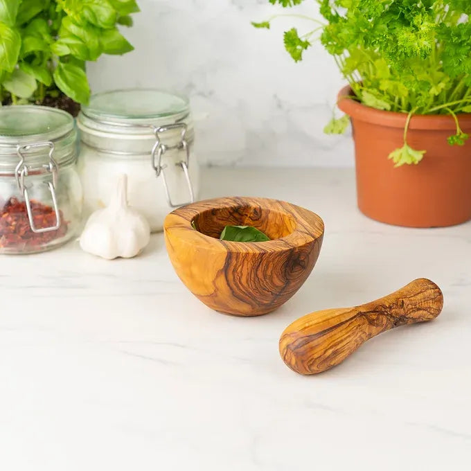 Wooden Mortar and Pestle handmade from Tunisian Olive Wood