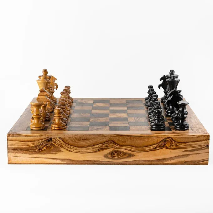 Square Wooden Chessboard (With Drawers)