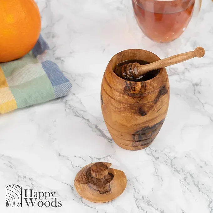 Olive wood Honey pot with Dipper