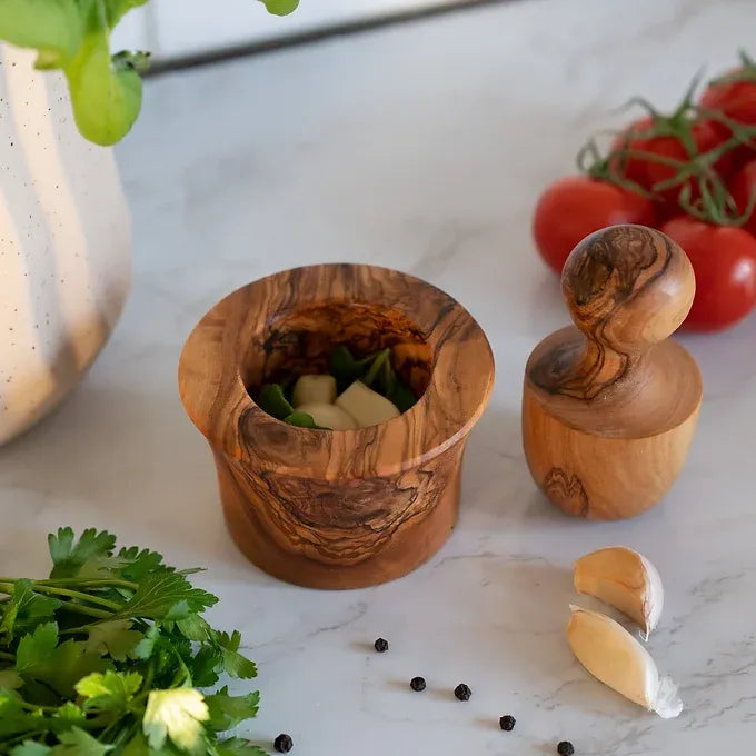 Garlic Press made of Tunisian Olive Wood