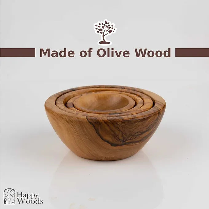 Set of 4 Small Wooden made of Tunisian Olive Wood