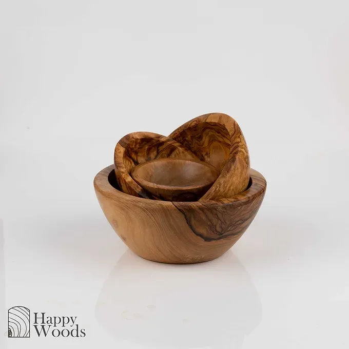 Set of 4 Small Wooden made of Tunisian Olive Wood