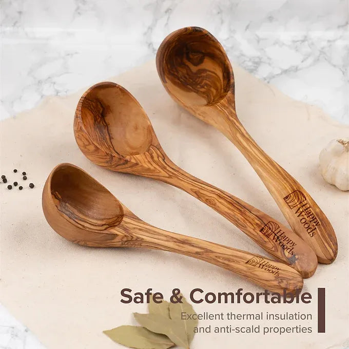 Set of 3 Wooden Ladles made of Tunisian Olive Wood