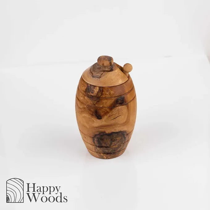 Olive wood Honey pot with Dipper