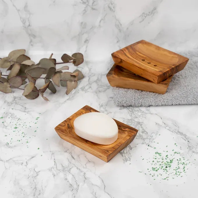 Set of 3 Soap Dishes made of Tunisian Olive Wood