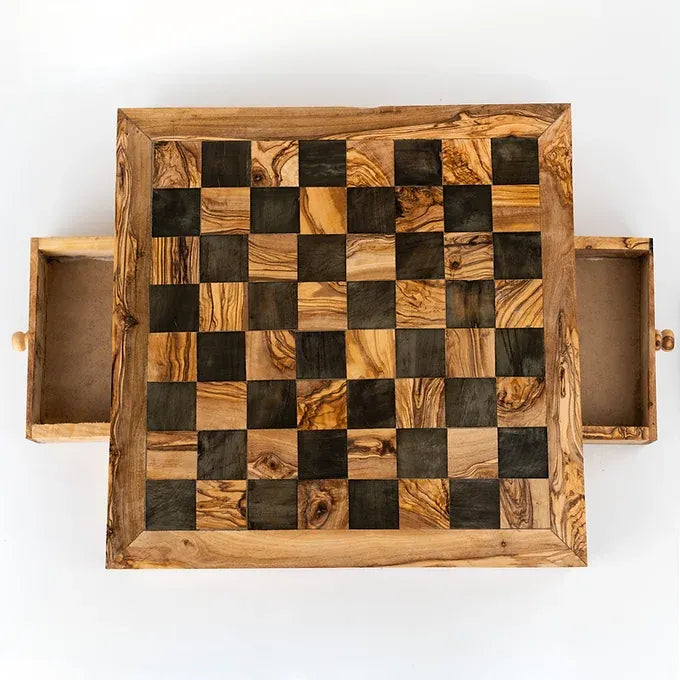 Square Wooden Chessboard (With Drawers)