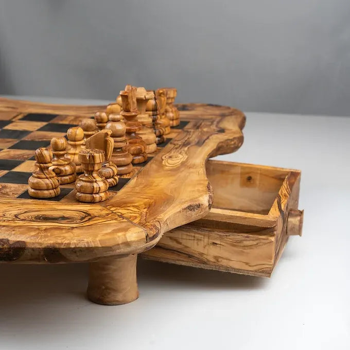 Rustic chessboard with drawers