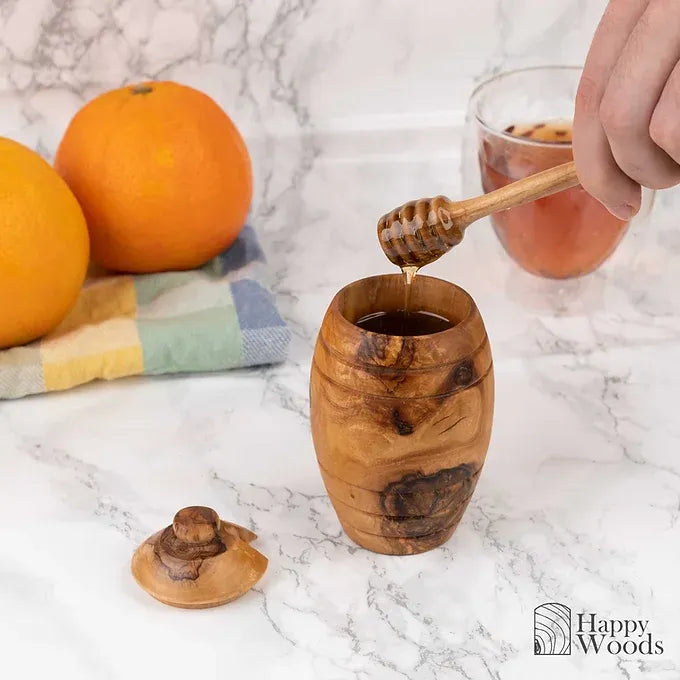 Olive wood Honey pot with Dipper