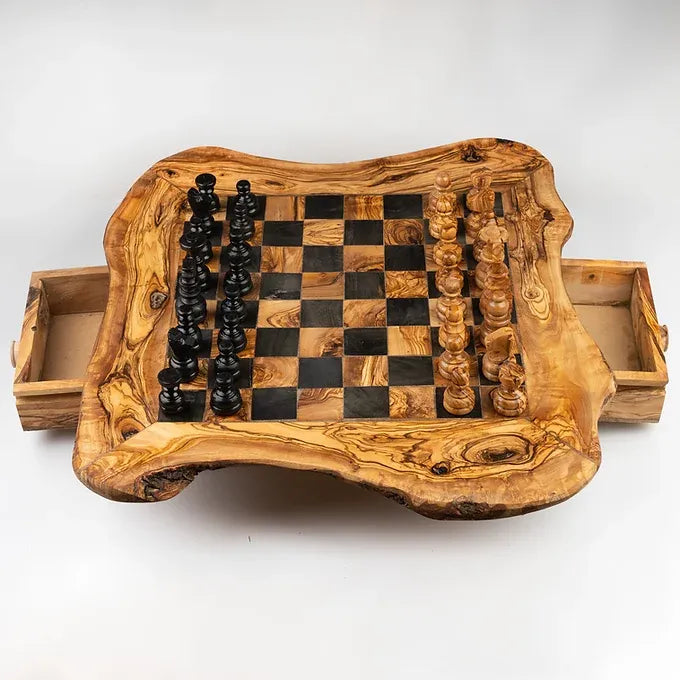 Rustic chessboard with drawers