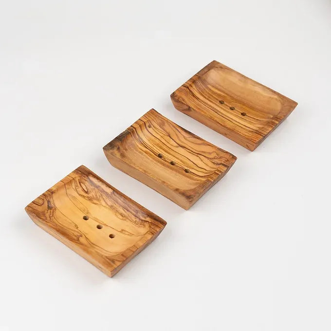 Set of 3 Soap Dishes made of Tunisian Olive Wood