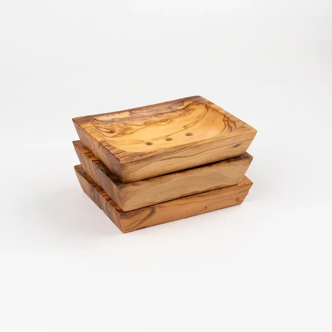 Set of 3 Soap Dishes made of Tunisian Olive Wood