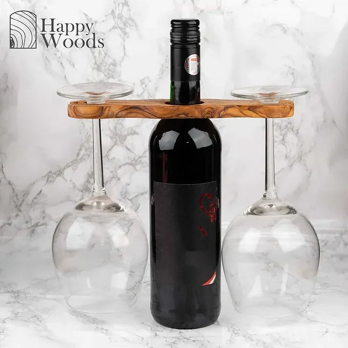 Glass and Bottle Holder / Bottle Stand handmade from Olive Wood