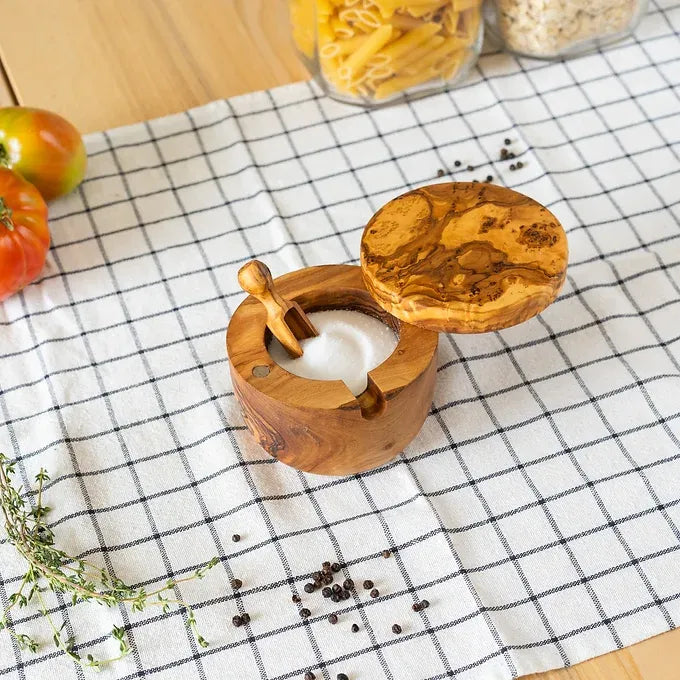 Olive wooden salt cellar (With Hole)