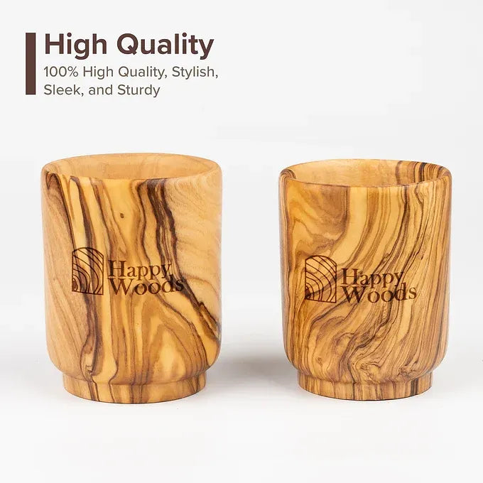 Set of 2 Wooden Cups made of Tunisian Olive Wood