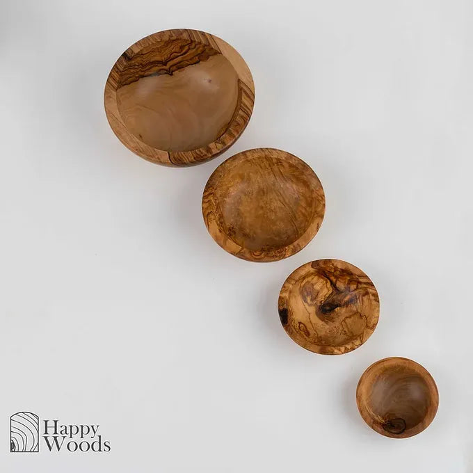 Set of 4 Small Wooden made of Tunisian Olive Wood