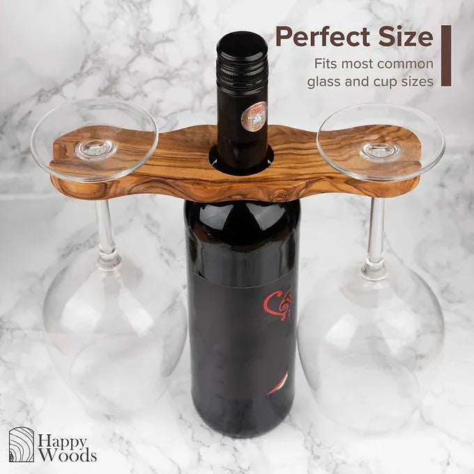 Glass and Bottle Holder / Bottle Stand handmade from Olive Wood