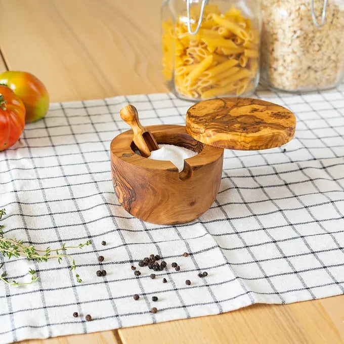 Olive wooden salt cellar (With Hole)