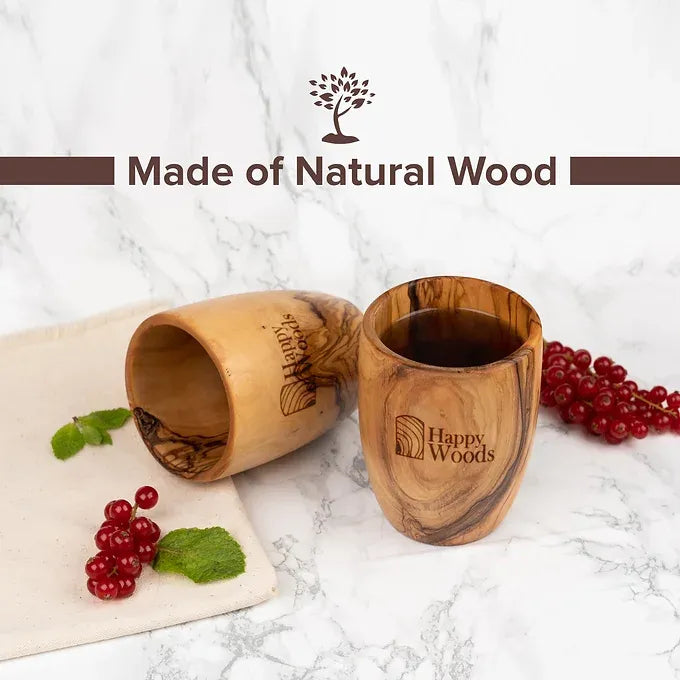 Set of 2 Cups made of Tunisian Olive Wood