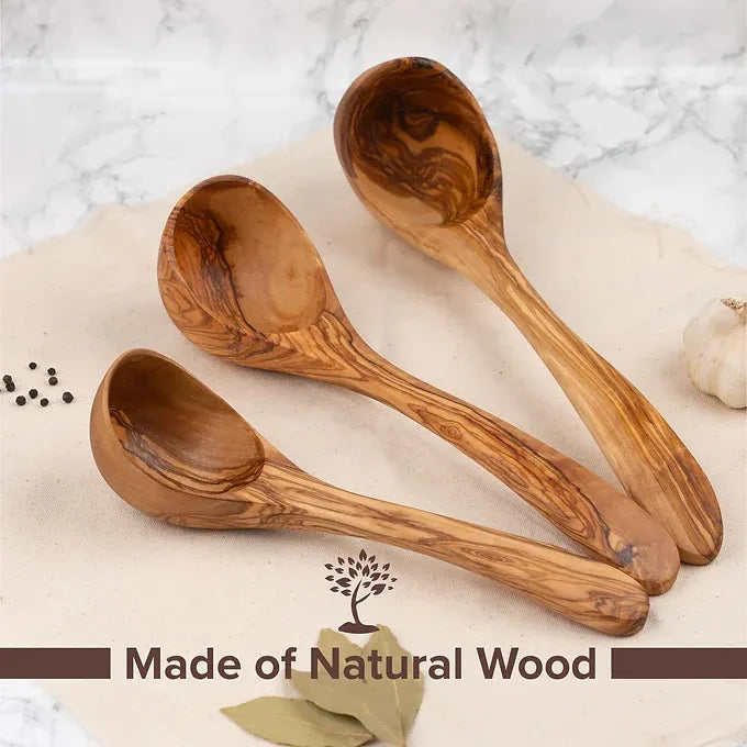 Set of 3 Wooden Ladles made of Tunisian Olive Wood