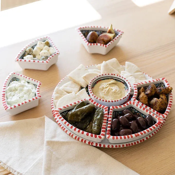 Large Circle 8 Pieces, Handmade Dipping and Serving Set