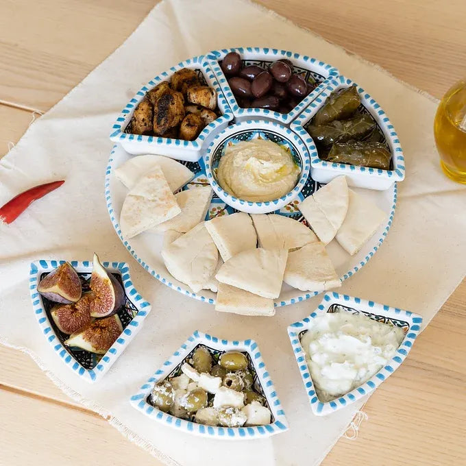 Large Circle 8 Pieces, Handmade Dipping and Serving Set