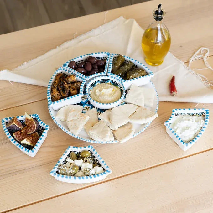 Large Circle 8 Pieces, Handmade Dipping and Serving Set