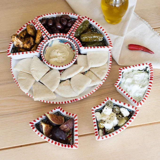 Large Circle 8 Pieces, Handmade Dipping and Serving Set