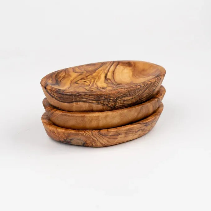 Set of 3 Soap Dishes made of Tunisian Olive Wood