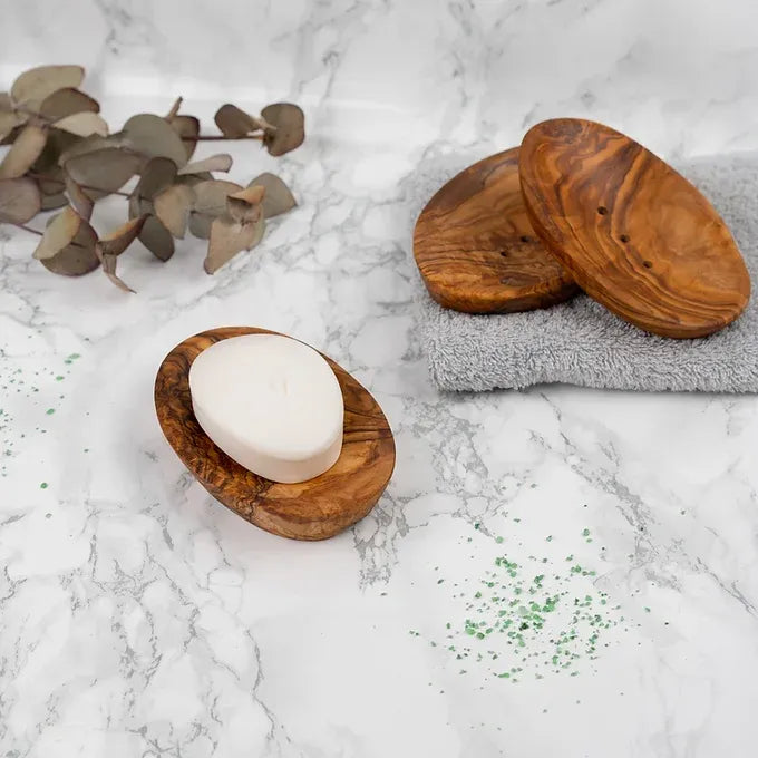 Set of 3 Soap Dishes made of Tunisian Olive Wood