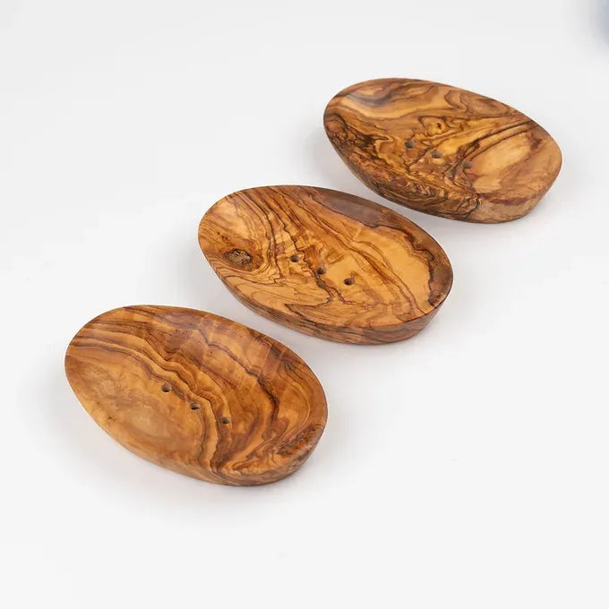 Set of 3 Soap Dishes made of Tunisian Olive Wood