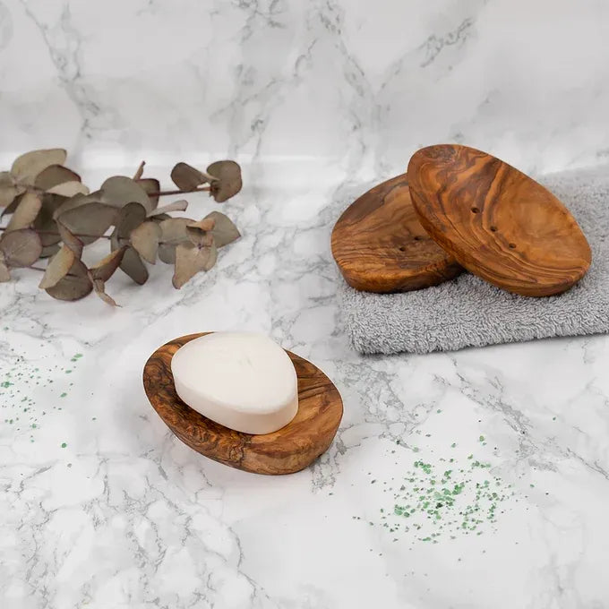 Set of 3 Soap Dishes made of Tunisian Olive Wood
